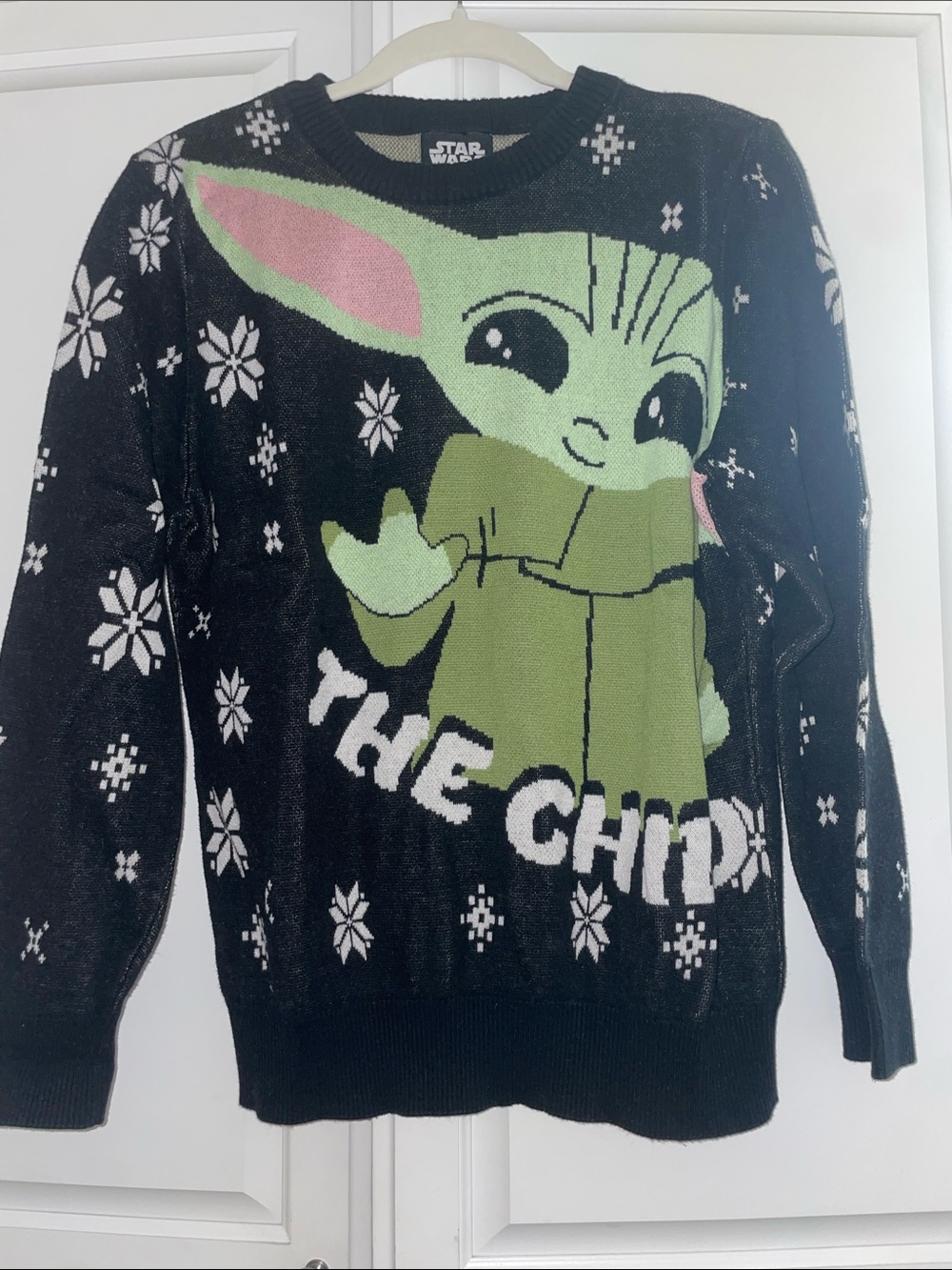Star Wars Baby Yoda Holiday Knit Sweater - Black, Green & Pink